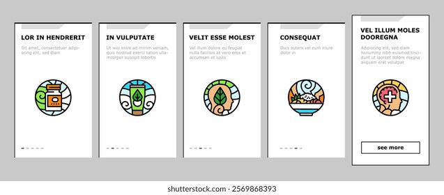 ayurveda dosha vata pitta onboarding mobile vector kapha prakriti, panchakarma rasayana, sattva rajas, tamas, agni ama, ojas, dhatu ayurveda dosha vata pitta illustrations