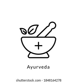 vector de icono de ayurveda. estilo de esquema. aislado en fondo blanco