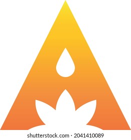 Ayurveda A letter yoga spa purity meditation calm lotus company logo orange bright colors
