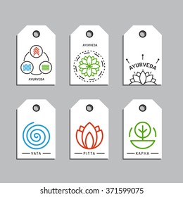 Ayurveda vector illustration doshas vata, pitta, kapha. Ayurvedic body types. Ayurvedic infographic. Healthy lifestyle. Harmony with nature. Alternative medicine