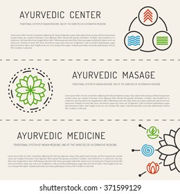 Ayurveda vector illustration doshas vata, pitta, kapha. Ayurvedic body types. Ayurvedic infographic. Healthy lifestyle. Harmony with nature. Alternative medicine. Holistic medicine. Holistic center.