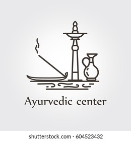 Ayurvedic center - logo design vector template. EPS 10 Isolated objects.