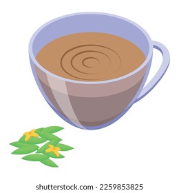 Ayurvedic diet hot drink icon isometric vector. Food medicine. Eating holistic
