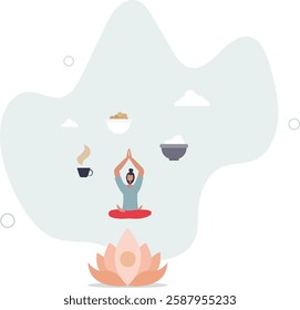 Ayurvedic diet and lifestyle for balanced body weight and wellness.flat character life .