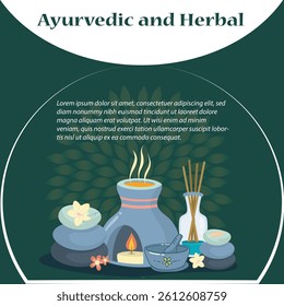 Ayurvedic and Herbal graphic design. Ayurveda concept. vector illustration