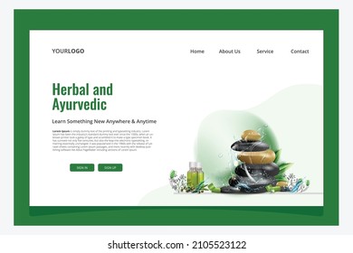 Ayurvedic and Herbal web page concept. Ayurveda concept. vector illustration