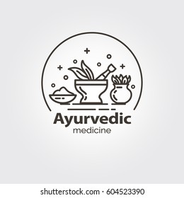 Ayurvedic Medicine - Logo Design Vector Template. EPS 10 Isolated Objects.