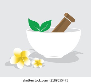 Ayurvedic Medicine Pot, Medical Symbol, Pharmacy Icon Vector Illustrations, Natural Medicine, Mortar And Pestle Sign. Herbal Medicine Concept