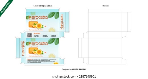 Ayurvedic Orange Soap Cosmetic Packaging Box design and illustration Vector