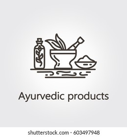 Ayurvedic products - logo design vector template. EPS 10 Isolated objects.