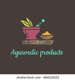 Ayurvedic products - logo design vector template. EPS 10 Isolated objects.