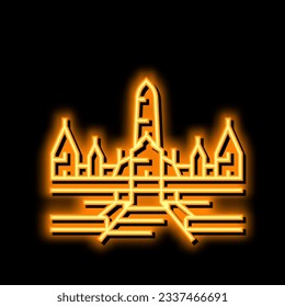 ayutthaya historical building neon light sign vector. ayutthaya historical building illustration