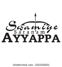Ayyappa Hindu God Name Typography. Sabarimala Temple Pilgrimage.