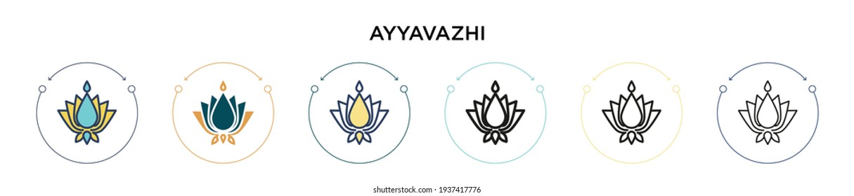 Ayyavazhi icon in filled, thin line, outline and stroke style. Vector illustration of two colored and black ayyavazhi vector icons designs can be used for mobile, ui, web