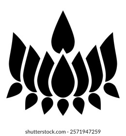 Ayyavazhi lotus carrying Naman symbol icon black color vector illustration image flat style