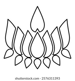 Ayyavazhi lotus carrying Naman symbol contour outline line icon black color vector illustration image thin flat style