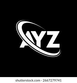 Logotipo da AYZ. Design do logotipo da letra AYZ. Iniciais logotipo AYZ ligado com círculo e logotipo monograma maiúsculo. AYZ tipografia para tecnologia, negócios e marca imobiliária.