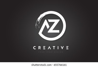 AZ Circular Letter Logo with Circle Brush Design and Black Background.