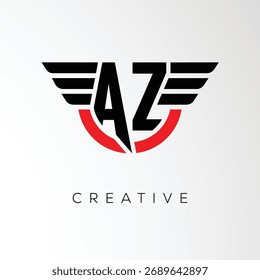 AZ Creative Wings Letter Logo mit Modern Shield - Leistungsstarkes Business- und Branding-Symbol	