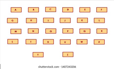 A-Z hot vector icon in a soft yellow frame  Red alphabet