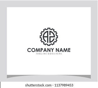 AZ initial gear technology icon logo design vector eps 10