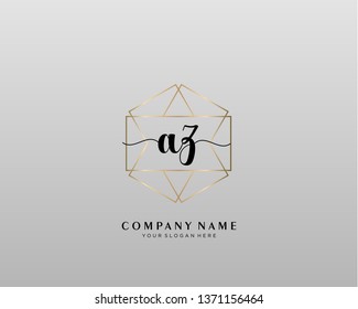 AZ initial handwriting logo geometric template vector