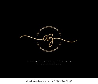 AZ initial handwriting logo template vector