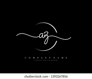 AZ initial handwriting logo template vector