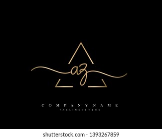 AZ initial handwriting logo template vector