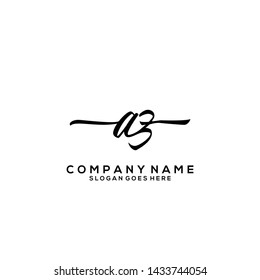 AZ Initial handwriting logo template vector