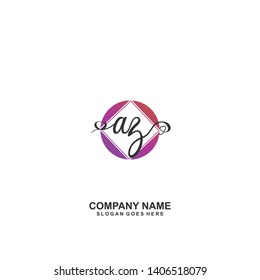 AZ Initial handwriting logo vector