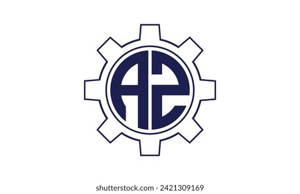 AZ initial letter mechanical circle logo design vector template. industrial, engineering, servicing, word mark, letter mark, monogram, construction, business, company, corporate, commercial, geometric