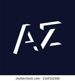 AZ initial letter with negative space logo icon vector template