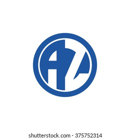 AZ initial letters circle business logo blue