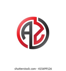 AZ initial letters linked circle company logo red black