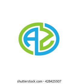 AZ initial letters looping linked ellipse logo green blue