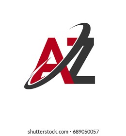 AZ initial logo company name colored red and black swoosh design, isolated on white background. vector logo for business and company identity.