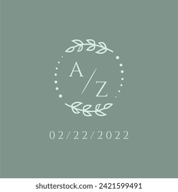 AZ initial modern monogram wedding with creative circle line