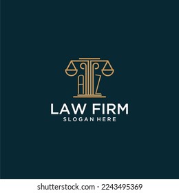 AZ initial monogram logo for lawfirm with scale vector design