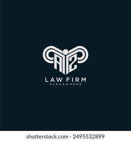 AZ initial monogram logo lawfirm with pillar design