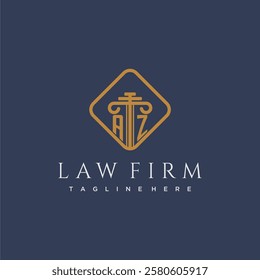 AZ initial monogram logo for lawfirm with pillar in creative square design