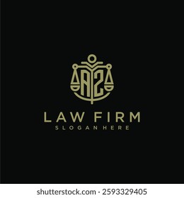 AZ initial monogram logo for lawfirm with scale vector design