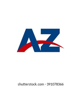 AZ initial overlapping swoosh letter logo blue red