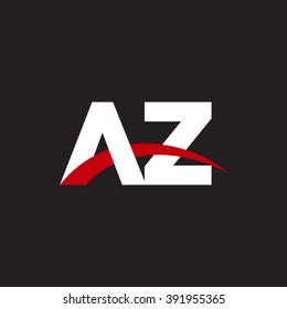 AZ initial overlapping swoosh letter logo white red black background