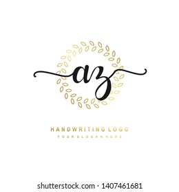 AZ initial signature logo. handwriting logo template vector,