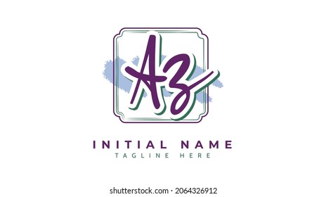 Az Initials, handwriting logo vector
