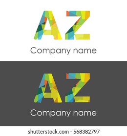 AZ letter abstract mosaic shape icon colorful