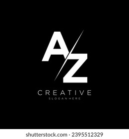 AZ letter design logo logotype icon concept with Sans serif font and classic elegant style look vector illustration. AZ Letter Logo Design Template Vector Illustration.