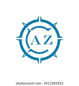 AZ letter design. AZ letter technology logo design on a white background.
