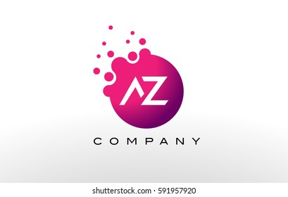 AZ Letter Dots Logo Design with Creative Trendy Bubbles and Purple Magenta Colors.